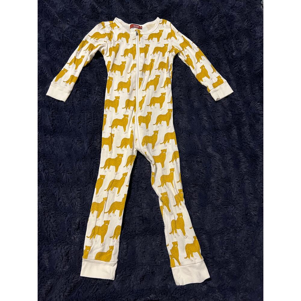 Milkbarn Organic Cotton Pajamas 3-4Y Cheetah Print Zip Sleeper NWOT